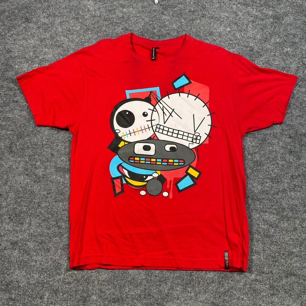 Akolatronic Mens Red Graphic Short Sleeve Crew Neck Cotton T-Shirt Size L
